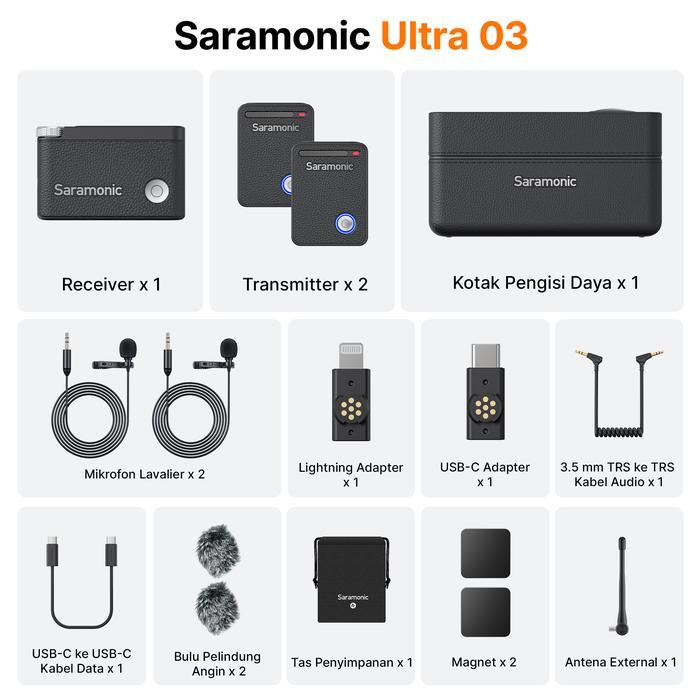 Jual Saramonic Ultra Ultimate 2-Channel Wireless Clip On