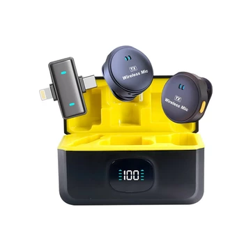 Blazer Magnetic Wireless Microphone Clip On Type C IOS Dual Port With Charging Case For Live