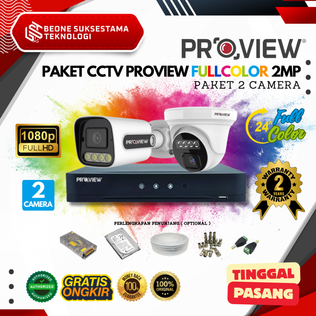 Jual Paket CCTV Fullcolor 2MP 2 Camera PROVIEW - Paket Lengkap Siap ...