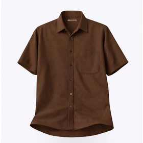 Broodis Kemeja Pendek Polos Coklat Coffee SOFTEE Short MONTY Series Brown Lengan Pendek Slimfit