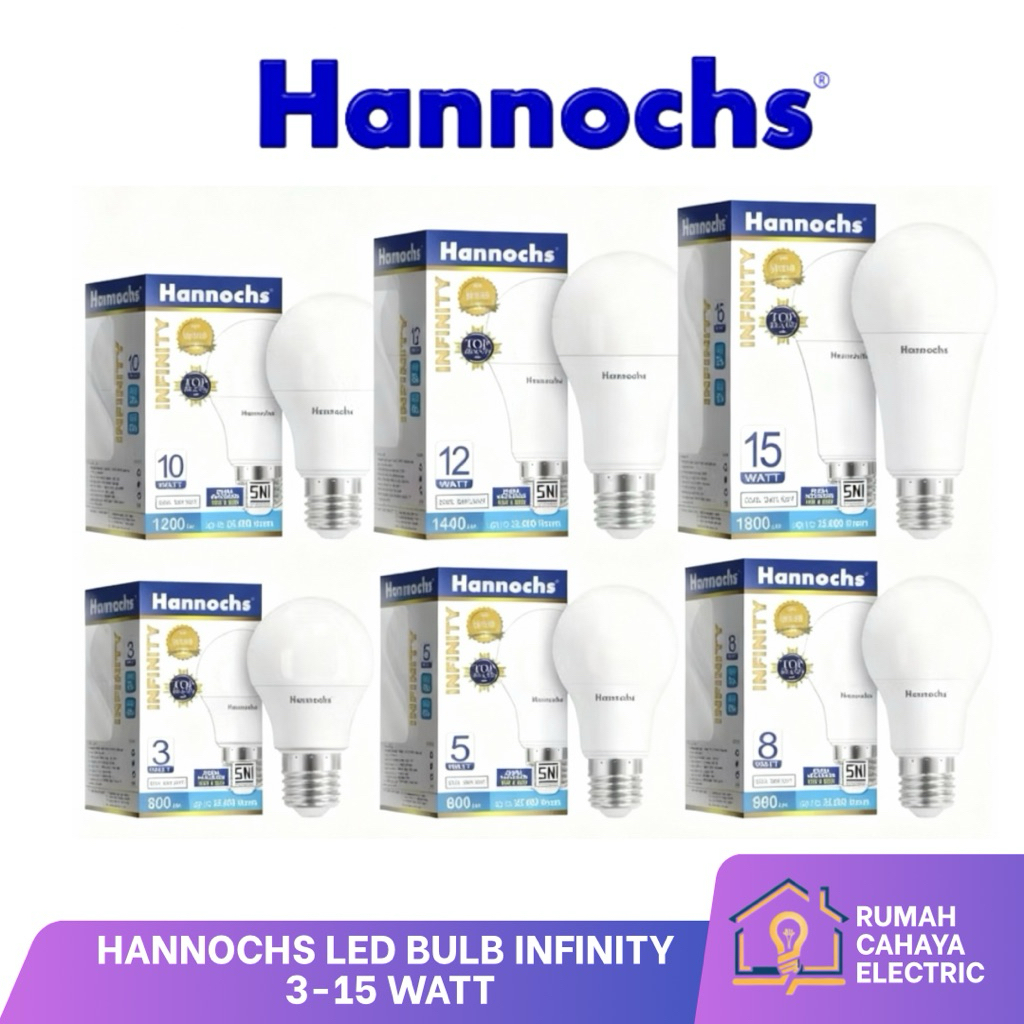 Jual HANNOCHS LED BULB INFINITY | 3-15 WATT | CAHAYA PUTIH | Shopee ...