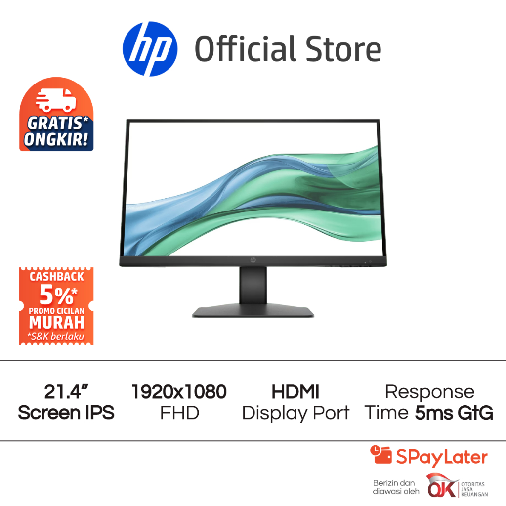 Monitor HP 322pe FHD 21 Inch 1920 x 1080 100 Hz 5ms GtG HDMI Display Port Garansi 3 Tahun Promo Murah Gratis Ongkir Official
