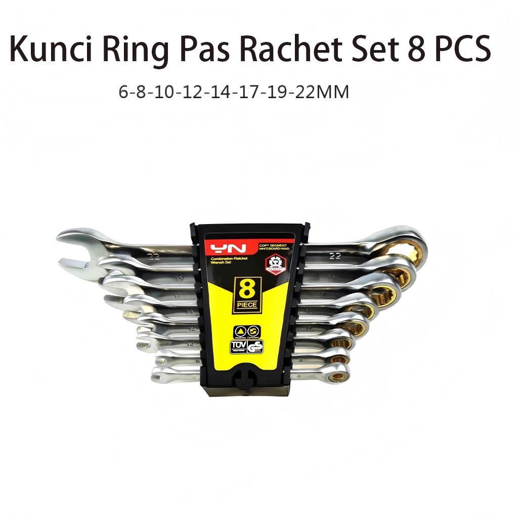 Jual Kunci Ring Pas Rachet Set 6-22mm Kombinasi Kunci Ratchet Set 8PCS ...