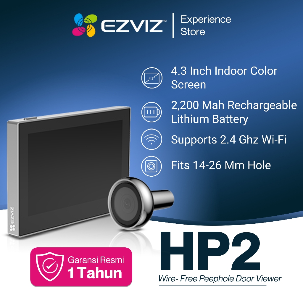 Jual Ezviz HP2 2MP Smart Home Battery Powered Wire Free Peep Hole Door ...