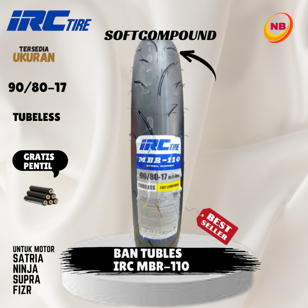 Jual Ban Tubles Motor R15 Cbr150 // Ban IRC MBR-110 90/80-17 // Ban ...