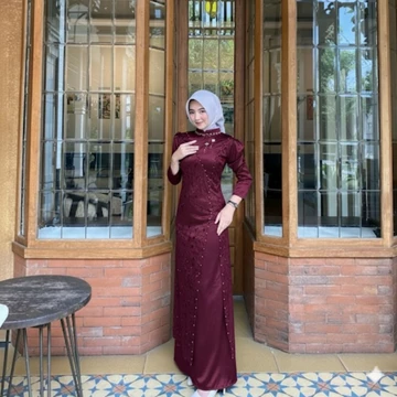 ZAFIRA Dress Pesta Wanita Brokat Payet Elegan Mewah Untuk Kondangan Acara Resmi
