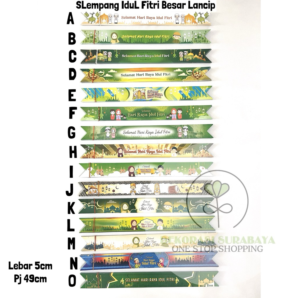 (PER IKAT‼️) Slempang idul fitri / Slempang lebaran isi 48-50Lembar Pj 64cm