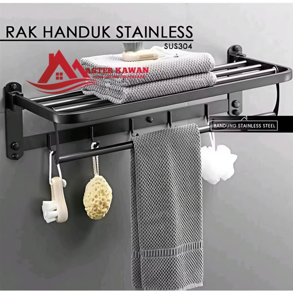 Jual Rak Handuk Lipat Hitam Anti Karat + Kapstok | Shopee Indonesia
