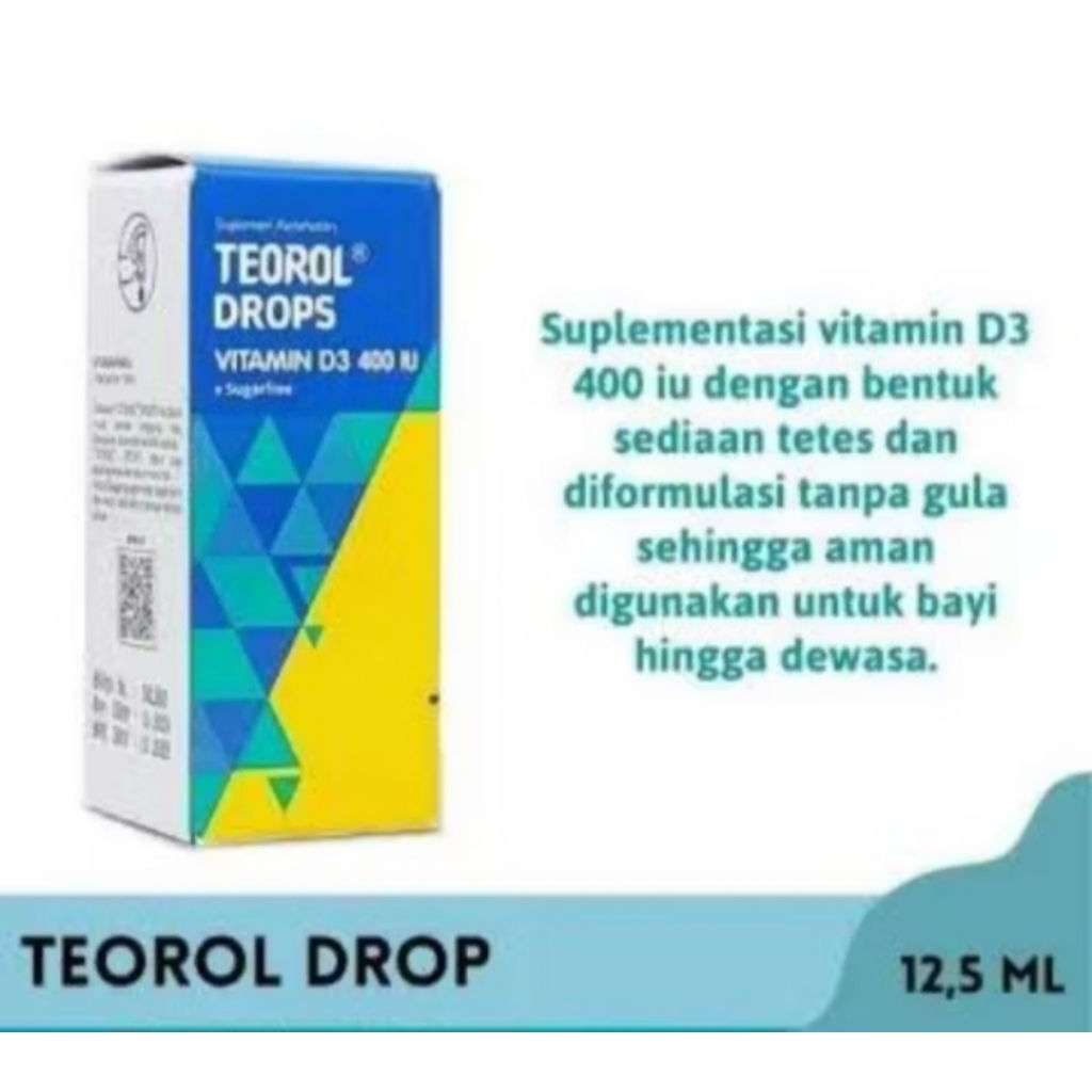 Jual TEOROL DROPS Vitamin D3 400 IU 12,5 ml - Suplemen Vitamin D3 untuk ...