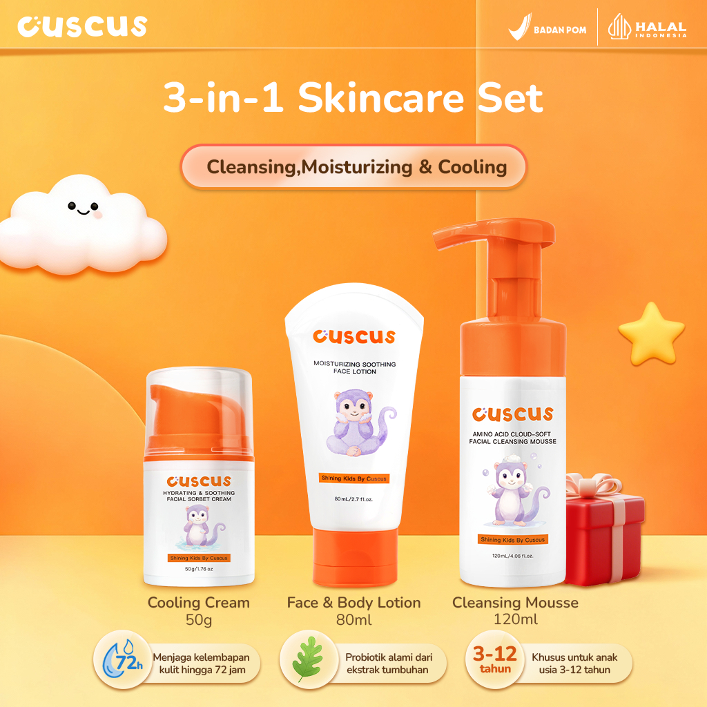 Jual CusCus Kids - 3-in-1 Skincare Set - Cleansing Mousse 120ml, Lotion ...