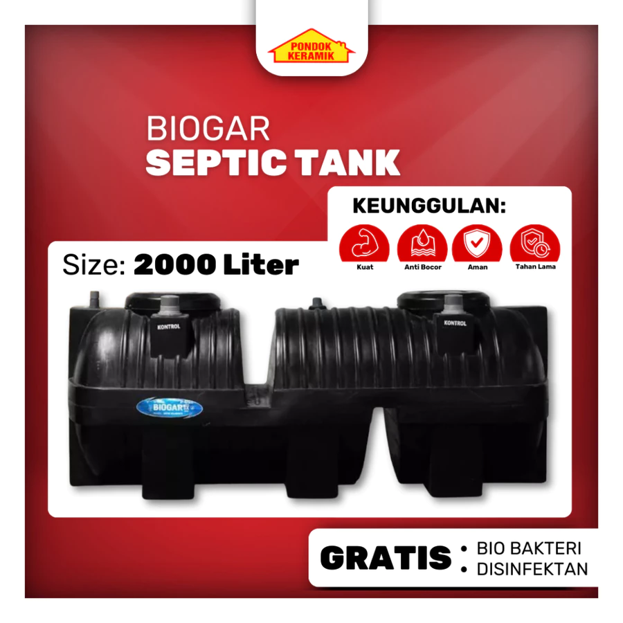 BIOGAR Septic Tank 2000 liter Sepiteng Sepi Tank Tangki Septic Tank Bio Septic Tank 5X Filtrasi Ramah Lingkungan