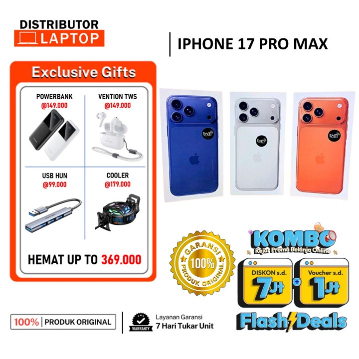 iP 17 PRO MAX 2TB 1TB 512GB 256GB Garansi Resmi Indonesia