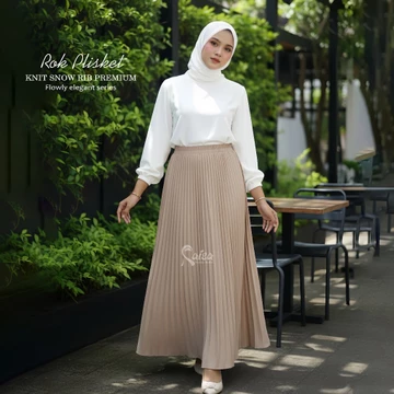 Rok Plisket Mewah Knit Snow Rib Premium Pleated Skirt Rok Korean Style