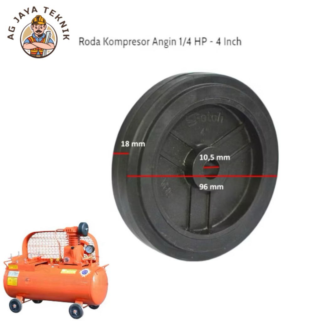 Jual Roda Kompresor Tank Wheel Rubber Diameter 4 Inch | Shopee Indonesia