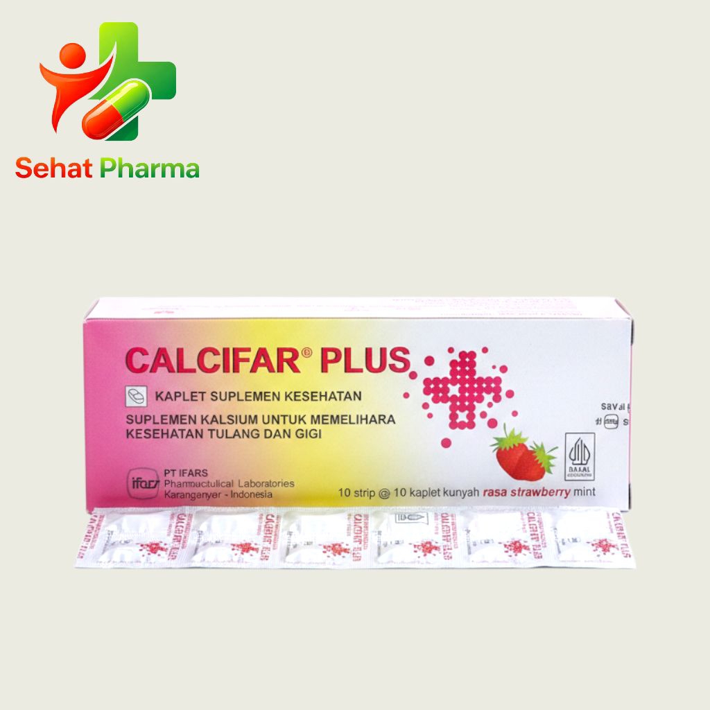 Jual Calcifar Plus Strawberry Mint 10 Tablet - Suplemen Kalsium dan ...
