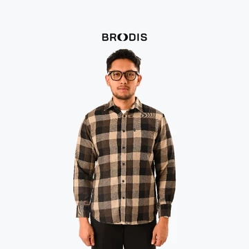Broodis Kemeja Flannel Pria Lengan Panjang Dark Grodig