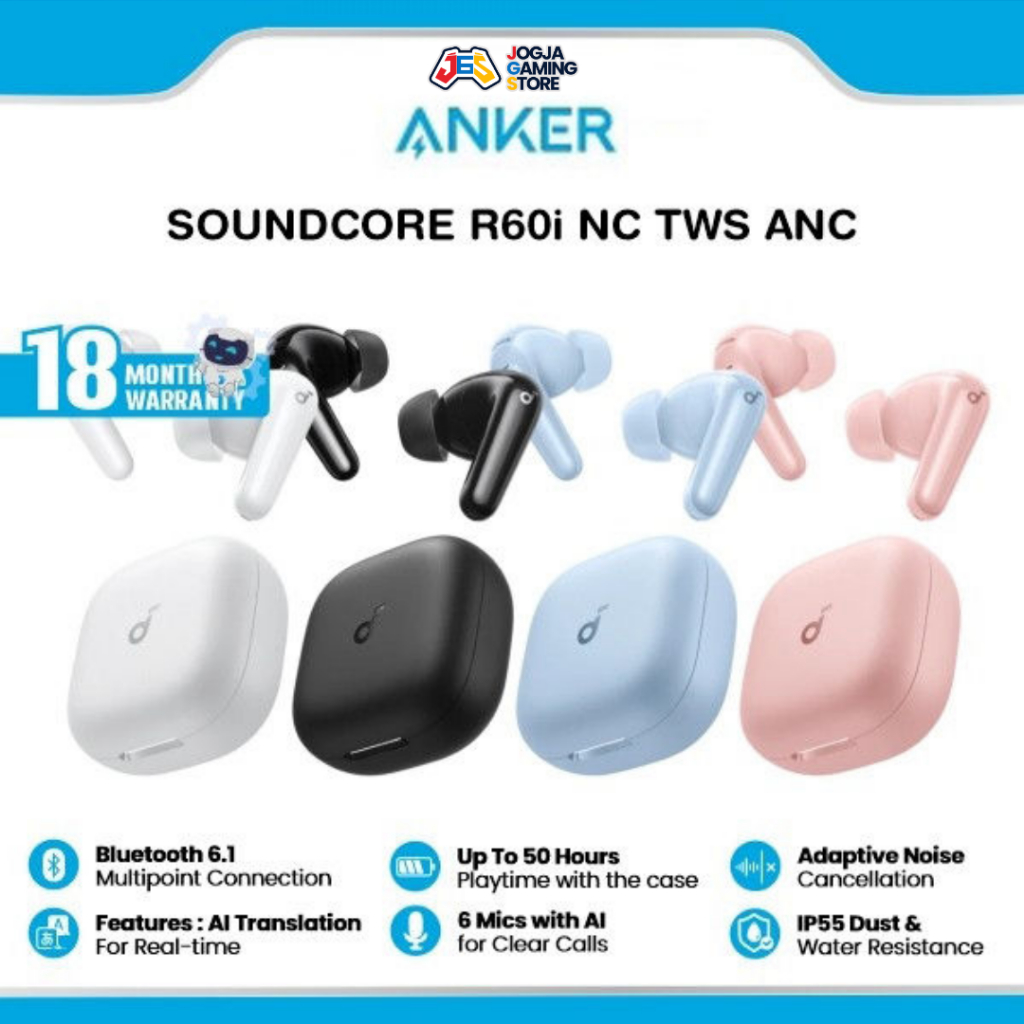 Jual Soundcore R60i NC TWS Earphone (R50i NC Upgrade) by Anker Real ...