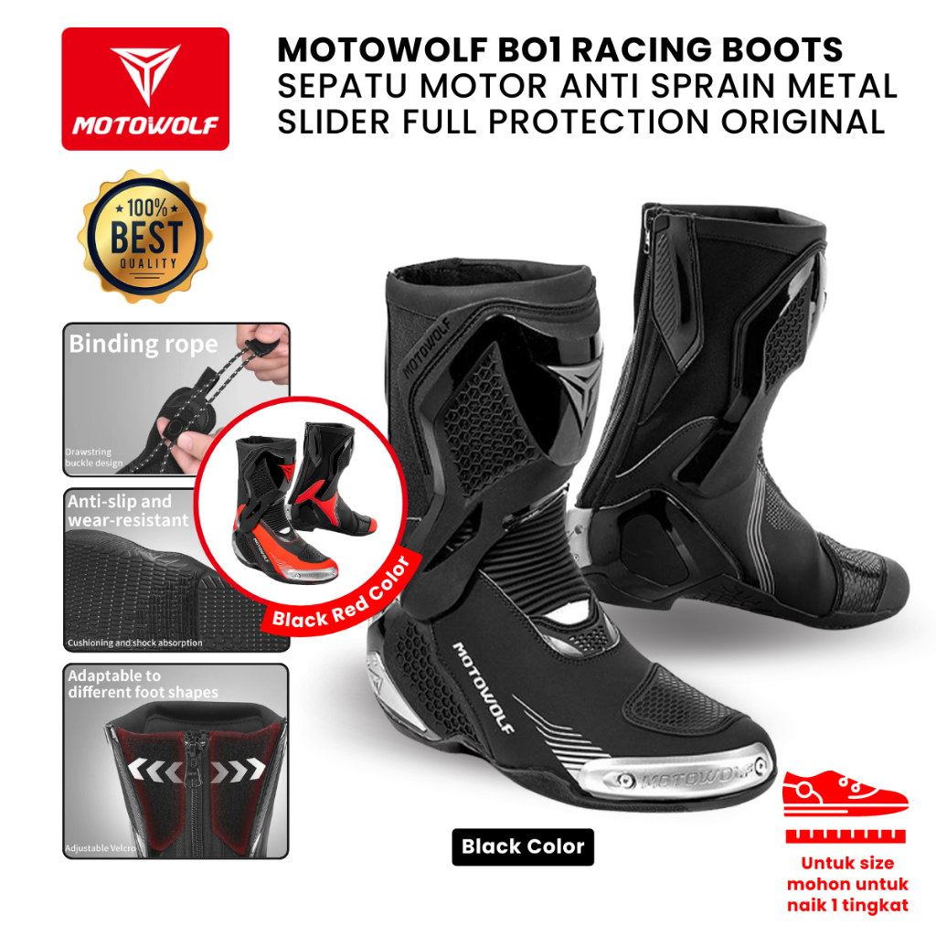 Jual Motowolf BO1 Racing Boots Sepatu Motor Anti Sprain - Metal Slider ...