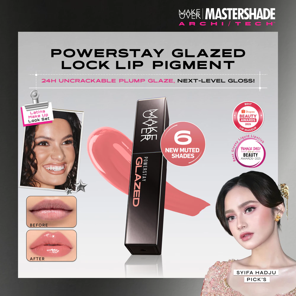 Lip Glaze Make Over Viral! Bibir Glowy, Plumpy, Tahan Lama – Make Over Powerstay Glazed Lock Lip Pigment