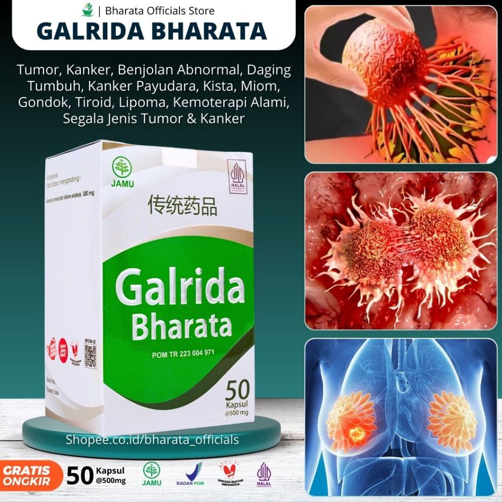 Paket 4 Botol Obat Galrida Bharata Herbal Segala Jenis Tumor dan Kanker Ampuh 100% Original