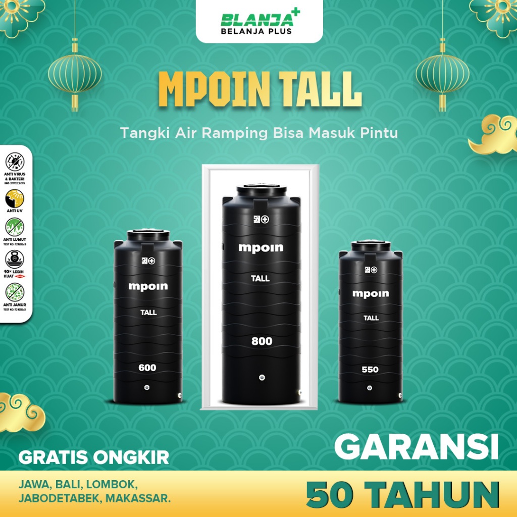 Jual Tandon Toren Air MPOIN Tall Ramping 280-1100 Liter Anti Virus Anti ...