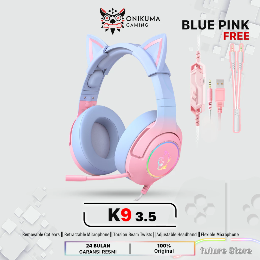 ONIKUMA Headset Gaming stereo - Game E-Sport - headphone gaming - Headphone Keren - Headset unisex - Earphone Dengan Mikrofon Pengurangan Kebisingan - Stand headphone RGB - Acrylic FULL COLOR - foto 1