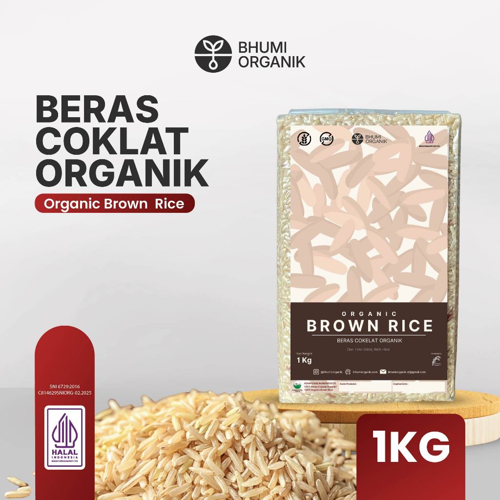 Jual Beras Coklat Organik Vacuum 1 kg - Ceritanik / Bhumi Organik ...