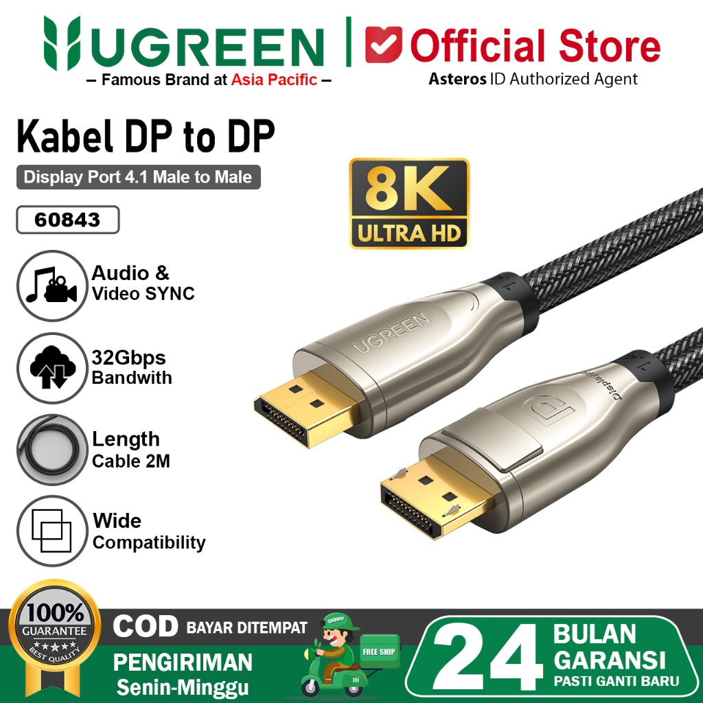Jual UGREEN Kabel Display Port To DP 1.4 8K HDR 167.5-z 60HZ 2m 60843 ...