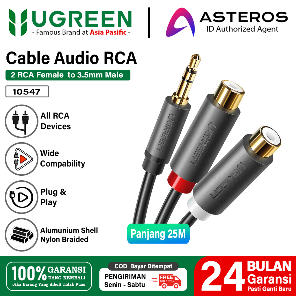 Jual UGREEN Kabel Audio Aux 3.5mm To 2 RCA Female | Shopee Indonesia