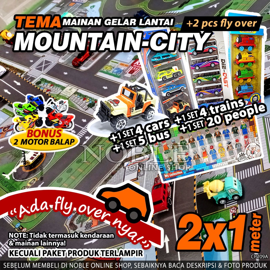 Jual 2x1 Meter Mountain City Mainan Gelar Lantai Miniatur Map Set ...