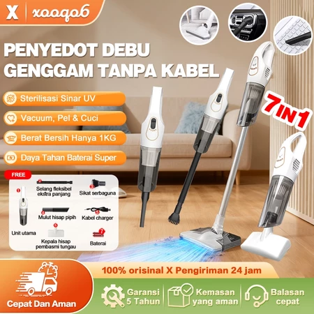 Xooqo6 Vacum Cleaner 7 IN 1 Penyedot Debu Portable Cordless Multifungsi / Alat Pel Lantai / Sapu Lantai Otomatis / Hapus Tungau Hisap