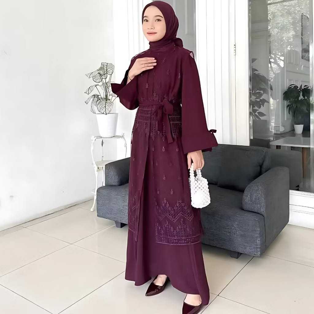 Jual Alea Dress Gamis Brukat Terbaru Outer + Inner Terpisah Gaun ...