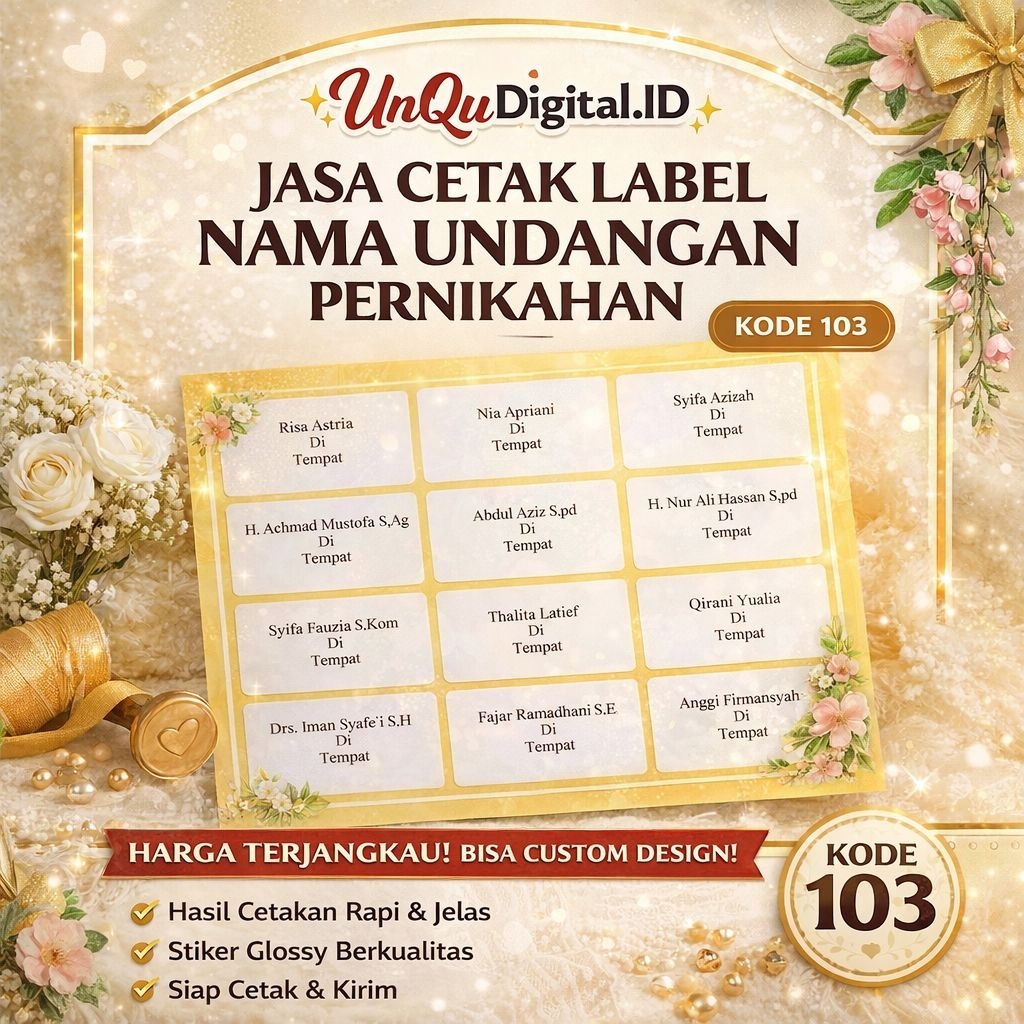 Jual Cetak Label Nama Undangan Pernikahan Kode 103 | Shopee Indonesia