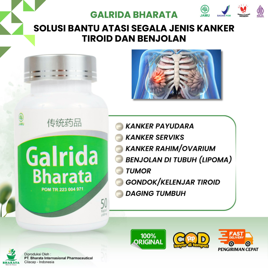 Galrida Bharata Obat Herbal Kanker Tumor Tiroid Kista Obat Benjolan Gondok 50 Kapsul Original