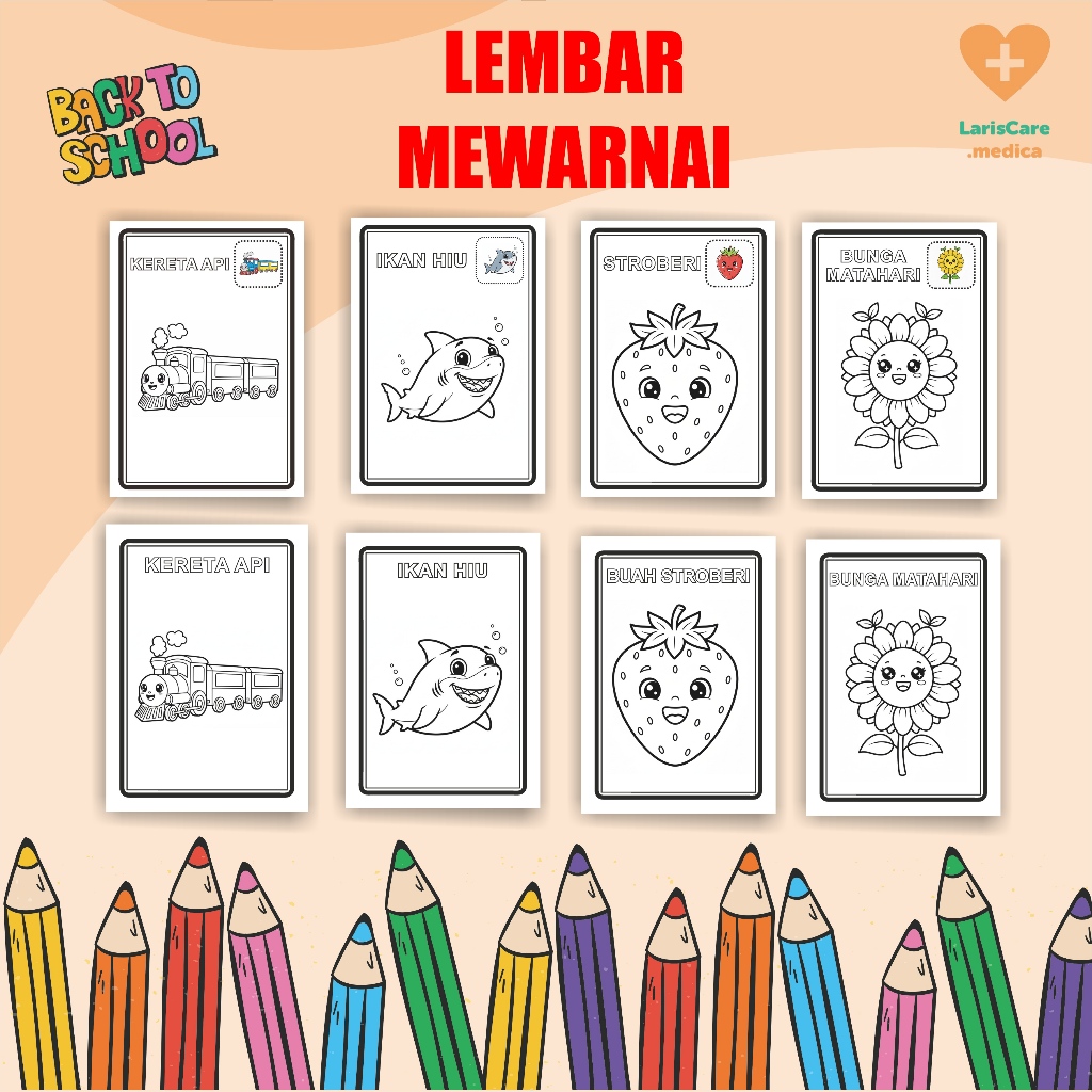 Jual Lembar Mewarnai Anak A5 Random | Kertas HVS | Pilihan 20–40–60 ...