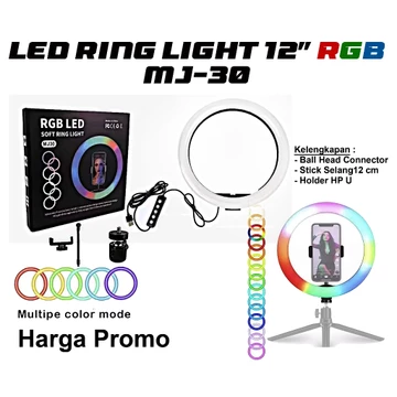 Lampu LED Ring Light RGB 12 Inci MJ 30 Lampu Pengisi Profesional Dengan 3 Model Warna Dan Warna