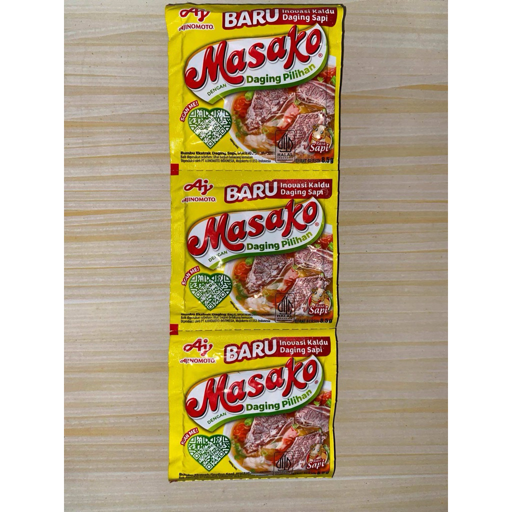 Jual MASAKO PENYEDAP RASA KALDU SAPI SERENCENG ISI 12pcs | Shopee Indonesia