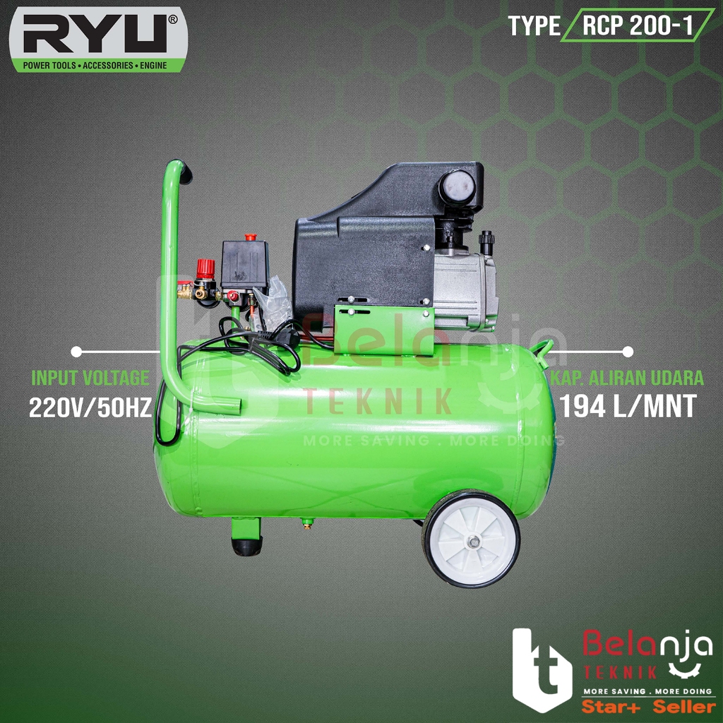 Jual Air Kompressor RYU RCP 200-1 Kompresor Angin Tekiro RCP200-1 2 Hp ...