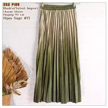 Rok Plisket Velvet Gradasi Premium Bludru Model Payung Panjang 252 P189