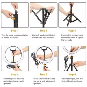 Paket Lengkap Ring Light 26cm Tripod 2.1M Untuk Selfie Live Streaming Foto Studio Vlog Live