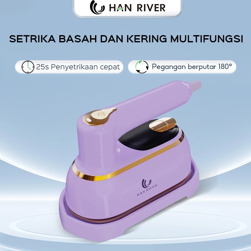 HAN RIVER Setrika Uap Portable 2-in-1 Traveling Mini 1200W Detik Cepat Panas Penggunaan Kering/Basah