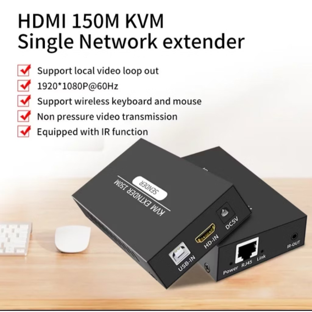Jual KVM Extender HDMI 150 Meter via LAN (Transmitter & Receiver) full ...
