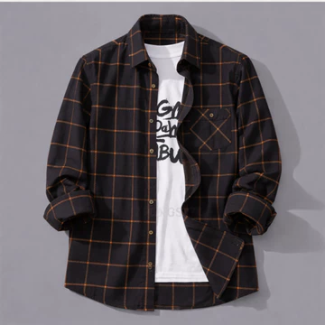 Kemeja Flanel Pria Wanita Tartan Kotak Oversized Kotak Abu