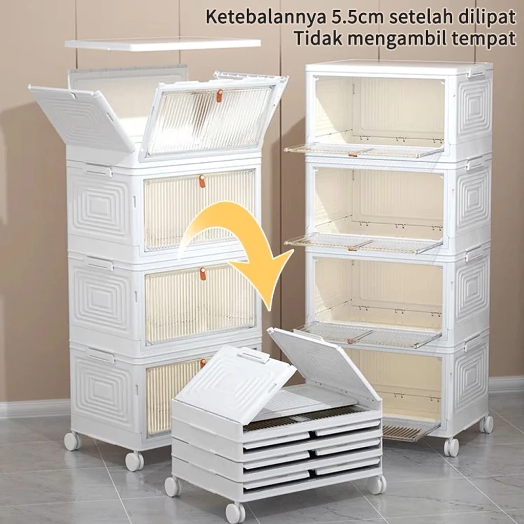 Gambar 2 Lemari Lipat Serbaguna 38cm Anti Debu Rak Storage Transparan Premium