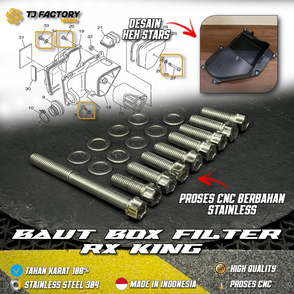 Jual 1 Set Baut BOX Filter RX King RX K RX Spesial Stainless CNC 2 ...