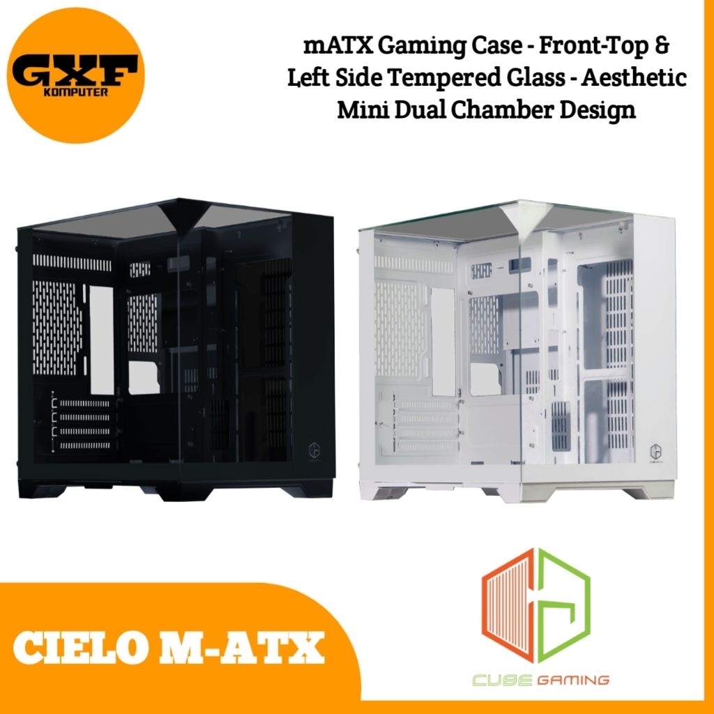 Jual CASING CUBE GAMING PREMIUM CIELO M-ATX Aesthetic Mini Dual Chamber ...