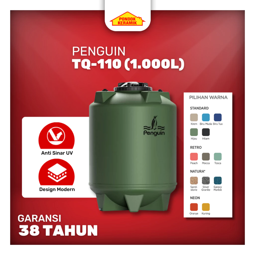 Penguin TQ-110 1000 Liter Toren Tandon Tangki Air Underground Tank Berbagai Warna