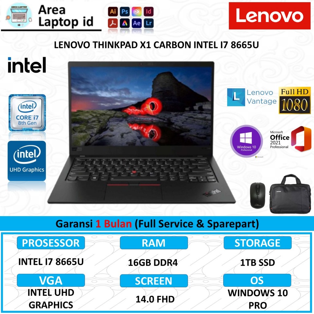 Jual Laptop Lenovo Thinkpad X1 Carbon Intel I7 8665U Ram 16GB 1TB SSD ...
