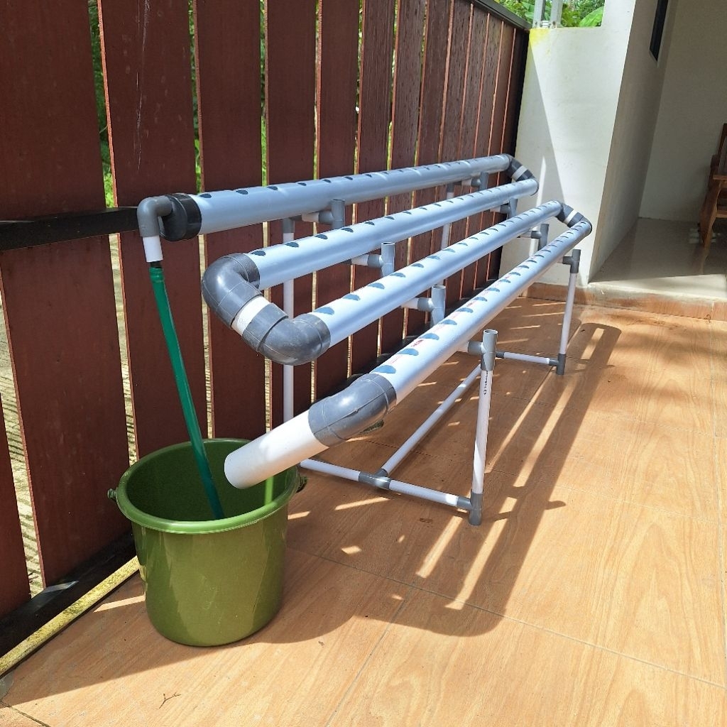 NFT - Paket Instalasi Hidroponik 2 Meter 80 Lubang Tanam Pipa 2 Inchi & 2,5 Inchi