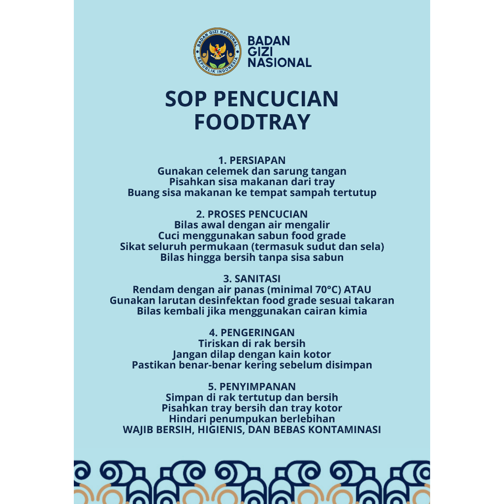Jual STICKER SOP PENCUCIAN FOOD TRAY MBG SPPG / STANDAR PROSEDUR BGN ...
